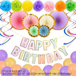China Paper Birthday Banner Tissue Paper Honeycomb Pom Pom Happy Birthday Party Decorations on sale