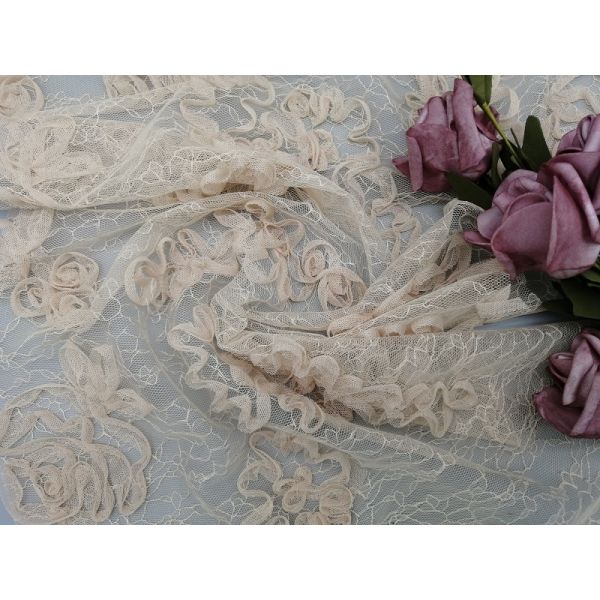 Cording Lace 100% Polyester Embroidered Apparel Fabric