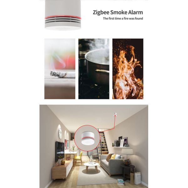 Tuya Wireless Smoke Detectors Wifi Buzzer Alarm 85db Alarm Alert