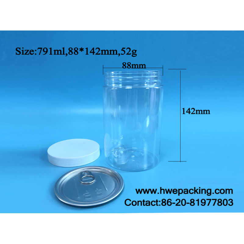 Grains Cereal Oat Nut Wide Mouth Candy Plastic Jars With Lids 27oz