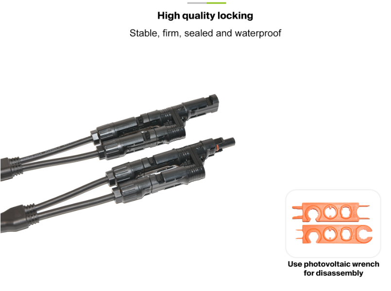 One In Two Solar PV Connectors Male Female Parallel Branch Connectors