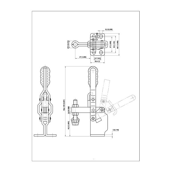 High Base Straight Mounted U-bolt Vertical Handle Toggle Clamp GH-12050-HB