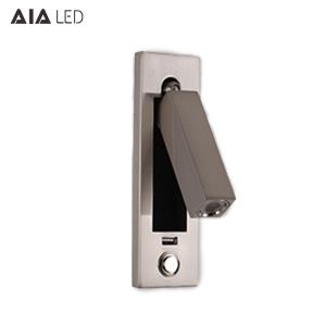 China IP20 press-button switch usb LED bed wall light/usb led headboard wall light for hotel project on sale