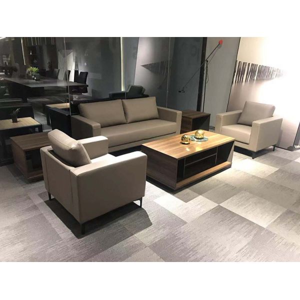Wood Single Leather Sofa , DIOUS Office Reception Seating