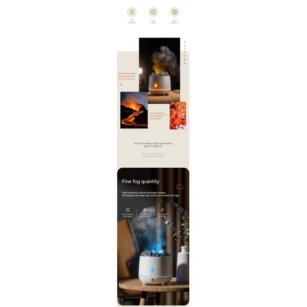New Mini 400ml Flame Air Humidifier Ultrasonic Oil Diffuser Warm Light Simulated Volcano Flame Aroma Diffuser Humidifier