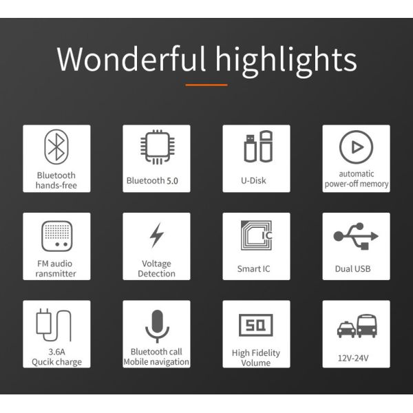 A2DP Bluetooth FM Transmitter Car Kit 10m Operating Voice Navigation