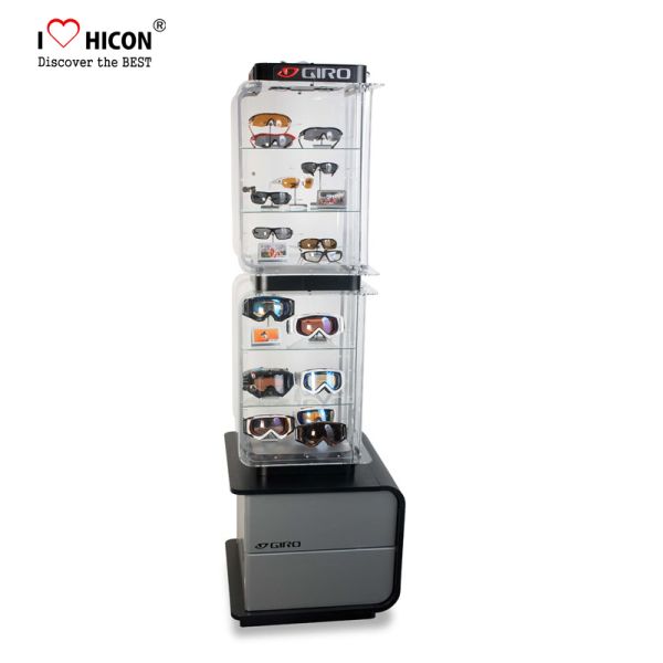 Retail Clear Glass Sunglasses Display Case Waterproof With 6 Shelves