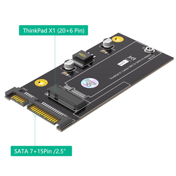 20+6 Pin SSD to SATA 2.5" Adapter Card Converter For Lenovo Thinkpad X1 Carbon SSD dimension is 70 x 21mm,