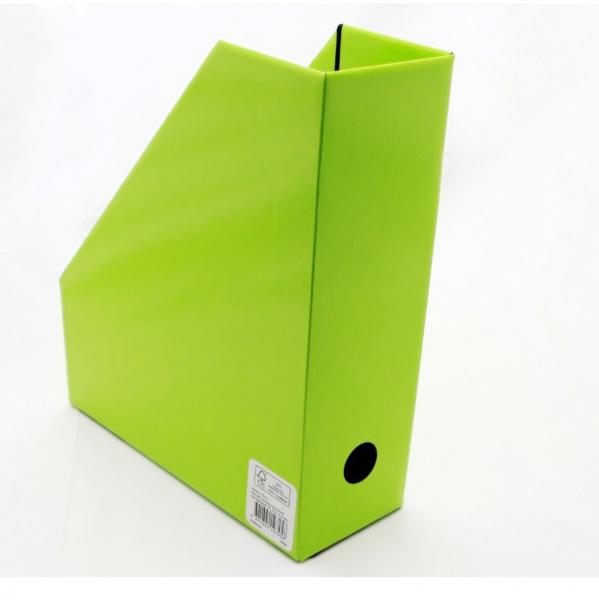 Desktop Collapsible Flat ASTM Corrugated File cardboard magazine holders Organizer Lime