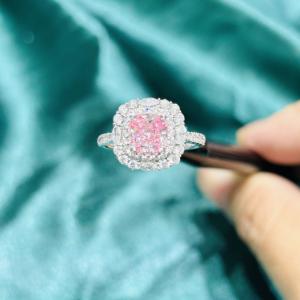 China Jewelry Design Lab Diamond Jewelry classic solitaire Pink Cushion Fancy Diamond Ring on sale