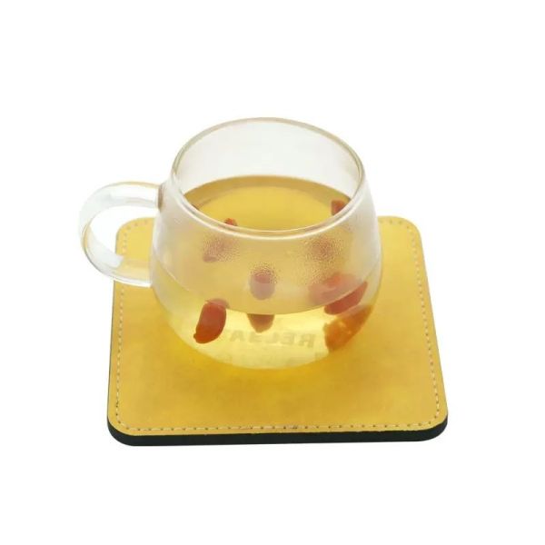Custom Print Logo Sublimation Blanks Coasters Round Square Colorful PU Leather Sublimation Coaster