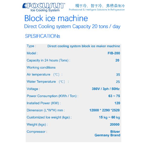 ICE BLOCK 20 tons per day Industrial Direct Cooling system Block Ice Making Machines