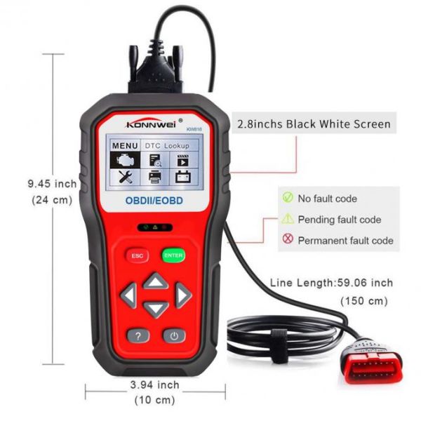 Exhaust Gas Sensor Car Engine Diagnostic Tool , Engine Code Reader Konnwei KW818