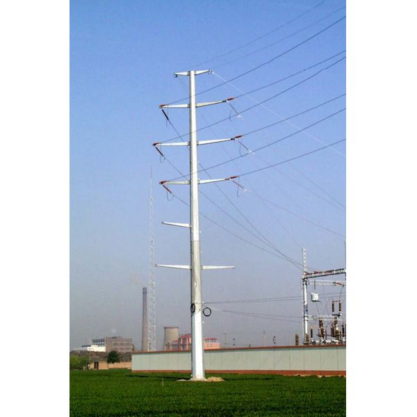 Flange Connection Galvanized Electrical Poles For Power Transmission