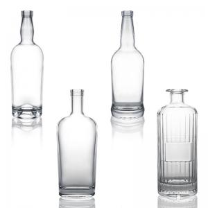 Best Glass Spirits Bottle 750ml Gin Rum Tequila Vodka Whiskey with Clear Glass and Cork wholesale