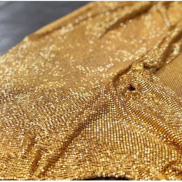 Round Shape Shining Car Leather Fabric 200gsm Chainmail Pattern Fabric