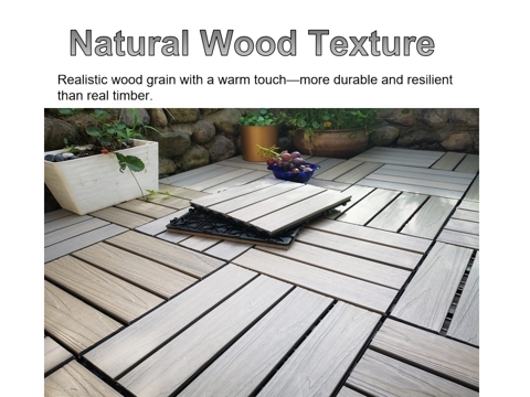 3D Embossed Plastic Wood Deck Tiles Match Real Wood Texture