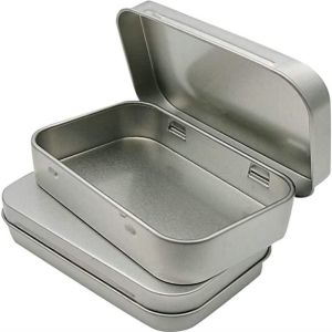 Rectangular Matt Coating Hinged Empty Tin Cans