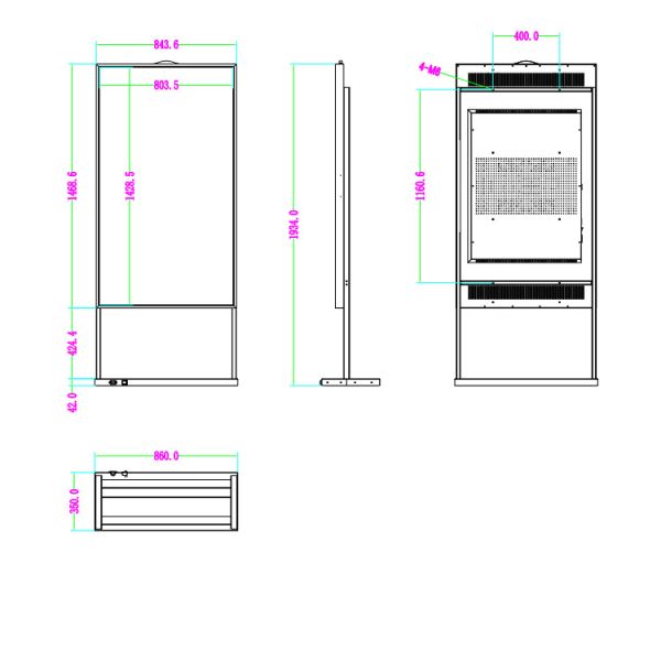 65 Inch Window LCD Display Manufacturers Single Sided Screen Store Front
