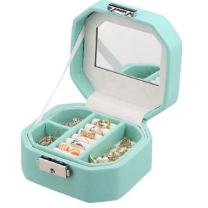 China Octagon Leather Lockable Jewelry Box Organizer For Storing Rings / Earrings on sale