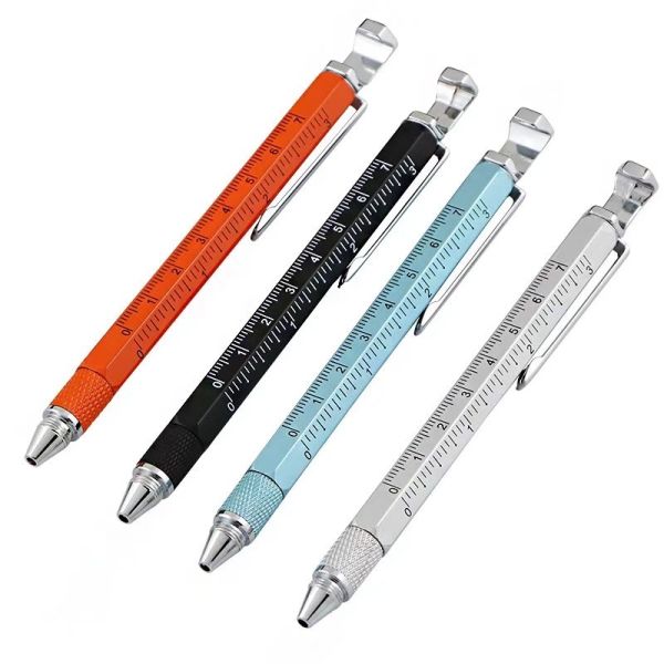 Metal tool pen 6 in 1 Multi function roller pen with screwdrivers touch phone pen