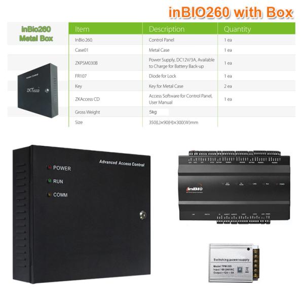 Cheap Two Doors Access Control Panel with Power Adapter Box Support Access 3.5 Software TCP/IP/RS485/Wiegand(inBio260/BOX) for sale
