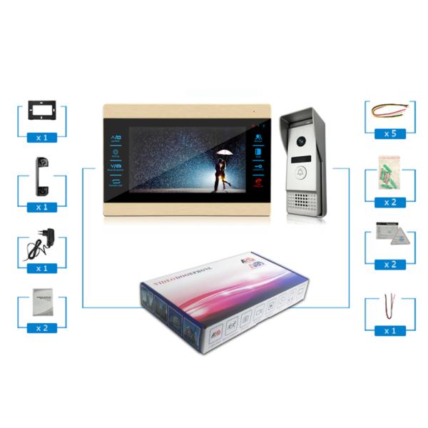 Morningtech Gold color 7inch touch button AHD video door phone intercom system for home