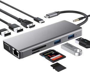 USB 3.1 Interface Type 10 In 1 Type C Hub For High Speed Data Transfer And Charging