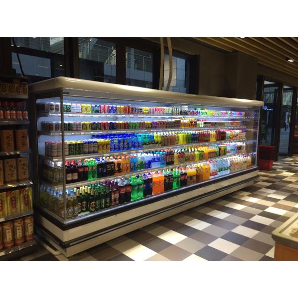 Commercial Vegetable Refrigerated Display Case Open Chiller Fan Cooling
