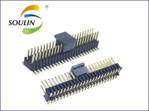 Best Three Double Row 2.54mm Pin Header Connectors Gold Plated With Cap wholesale