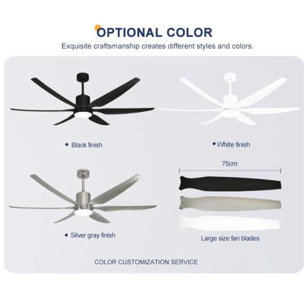 High Speed 66" LED Lighting Ceiling Fan with Pure Copper DC Motor and 6 ABS Blades