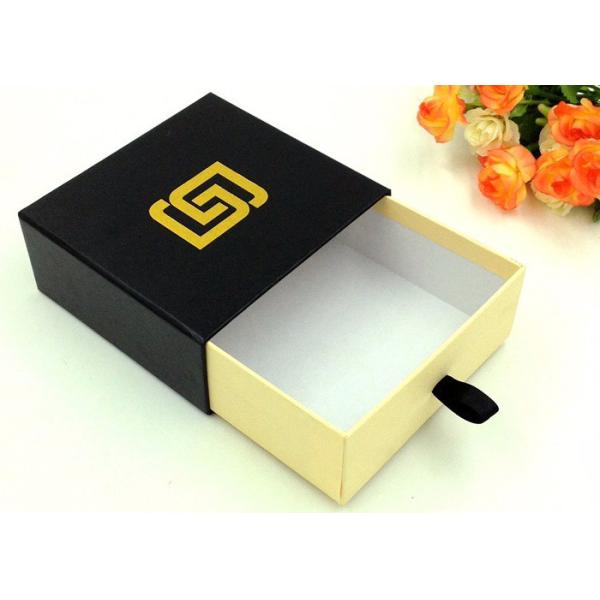 Black Chipboard Book Packaging Boxes , Paper Drawer Box With Offset Printing