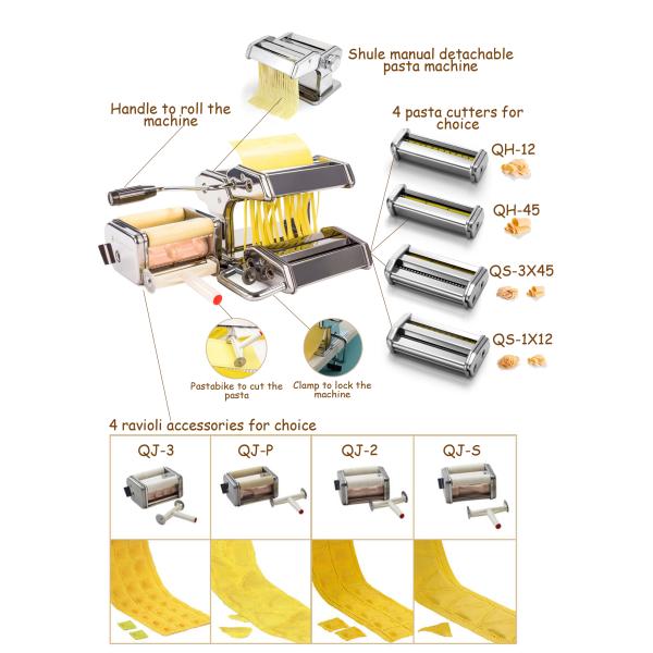 Chrome Coated Pasta Machine Ravioli Attachment Kit 4 In 1 Household