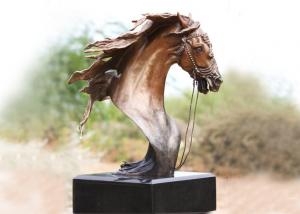China Handmade Forging Bronze Ferghana Horse Head Garden Statue For Public Decoration on sale