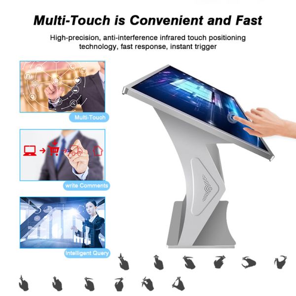 50 Inch Horizontal Touch Screen Kiosk IP45 Rating Android 7.1 Internal Digital Signage