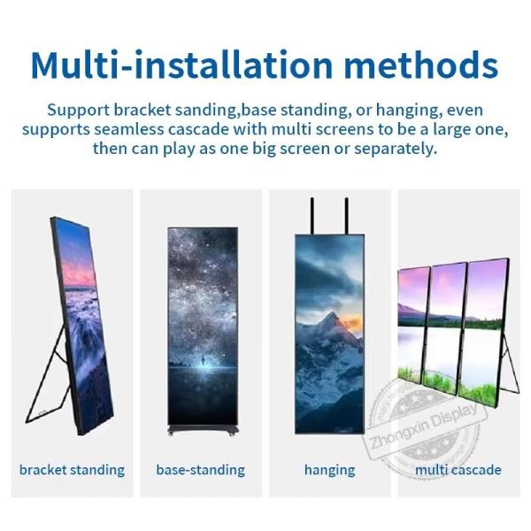 High Brightness Poster Led Display P1.86 P2 P2.5 P3 COB Indoor Commercial Floor Stand Digital LED Poster For Shopping Mall/Cinema