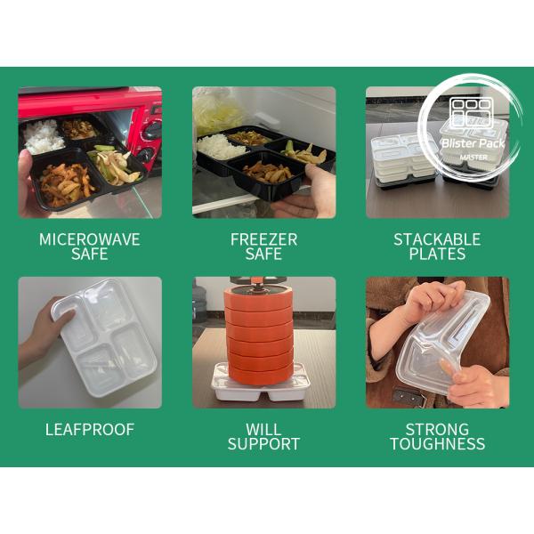 Multi Compartment Disposable Plastic Meal Box - 1 To 5 Sections Microwavable