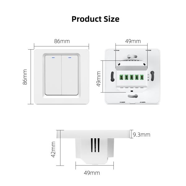 86×86mm Tuya Zigbee Wall Switch Wireless