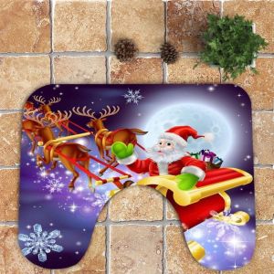 Christmas Festival Decoration Memory Foam Bath Mat 3 Pieces Set Universal Size