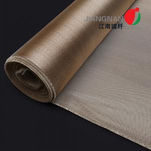 China Caramelized Heat Treated Fiberglass Fabric Smoke Free 0.8mm Thickness on sale