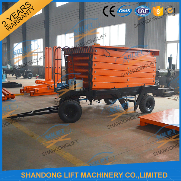 300kg 500kg Towed Mobile Mobile Platform Lift Electric Hydraulic 12m Lifting Height