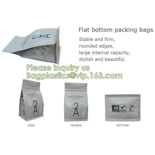 Bagease Custom Printed Biodegradable Compostable Pla Kraft Paper Flat Bottom Luxury Coffee Beans Pouch Packaging Bags