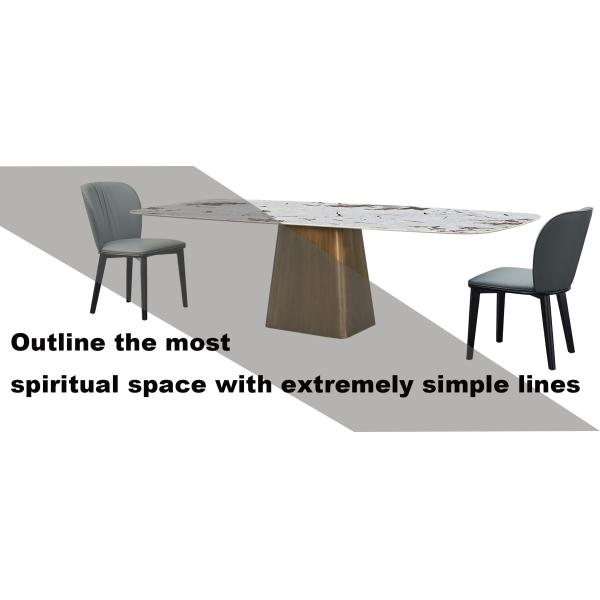 Rectangular Column Stainless Steel Ceramic Marble Dining Table