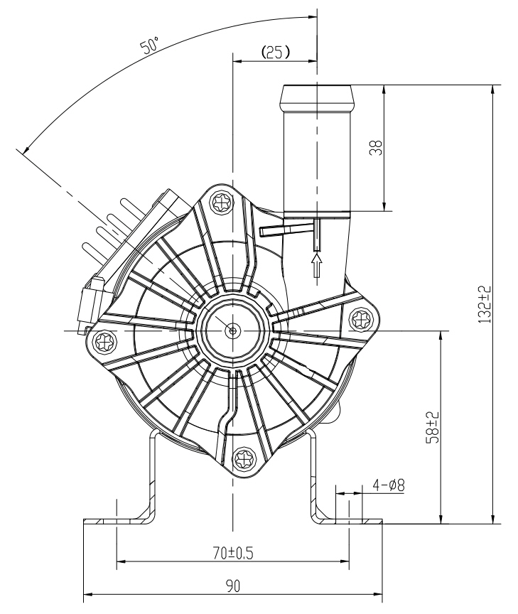 24VDC 1800L/M 9M 100W BLDC Vehicle Electric Water Pump PWM Control