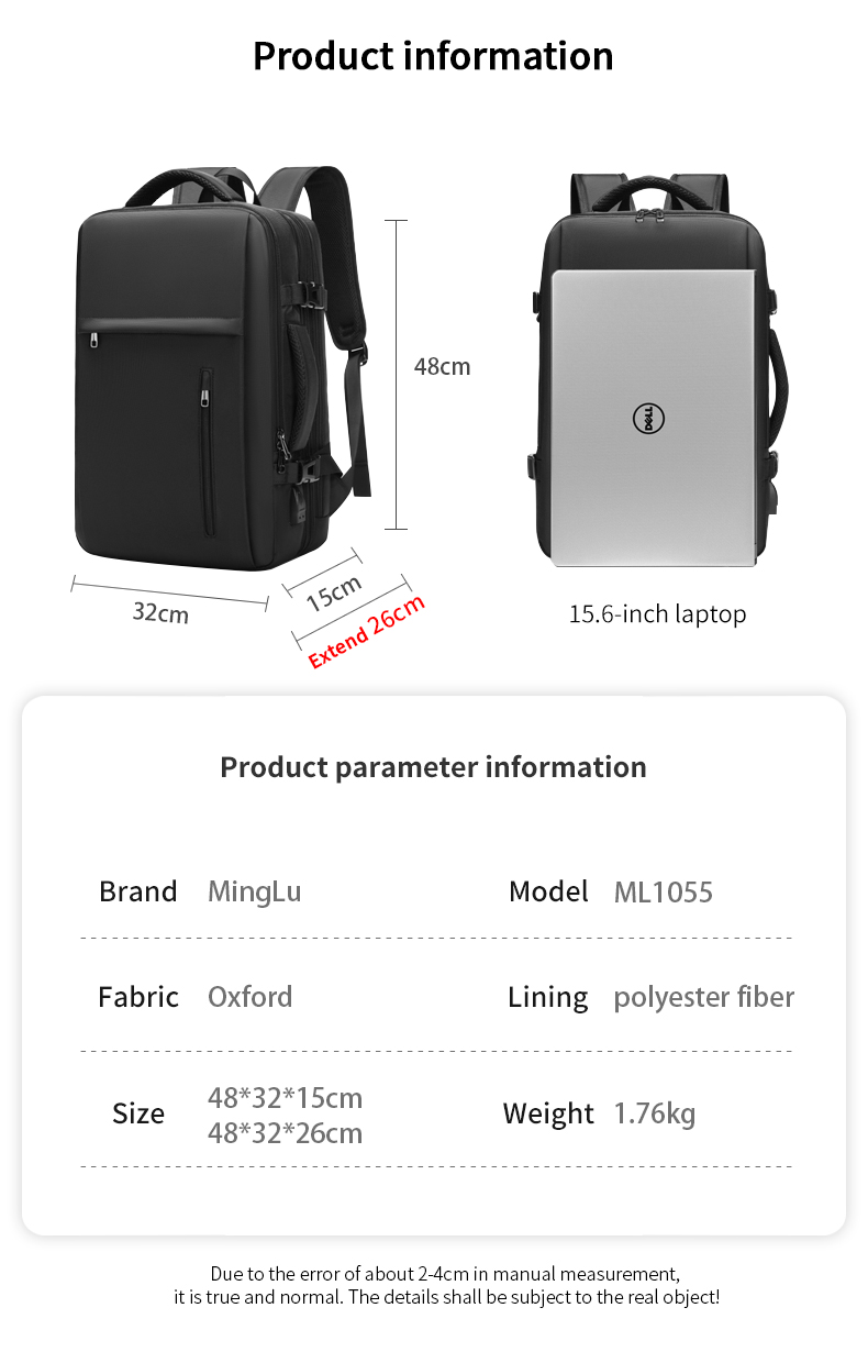 Factory wholesale New large capacity raincoat backpack business travel laptop backpack bag men