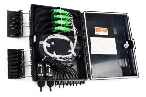 China 16 Core Outdoor Black Fiber FTTH Distribution Box 1X16 PLC Splitter Box on sale