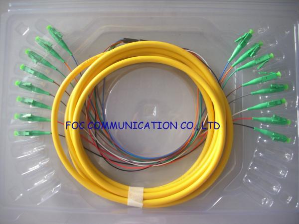 Cheap High Stability Bundle Fan Out Optical Fiber Pigtail LC / APC 8 Core SM For LAN for sale