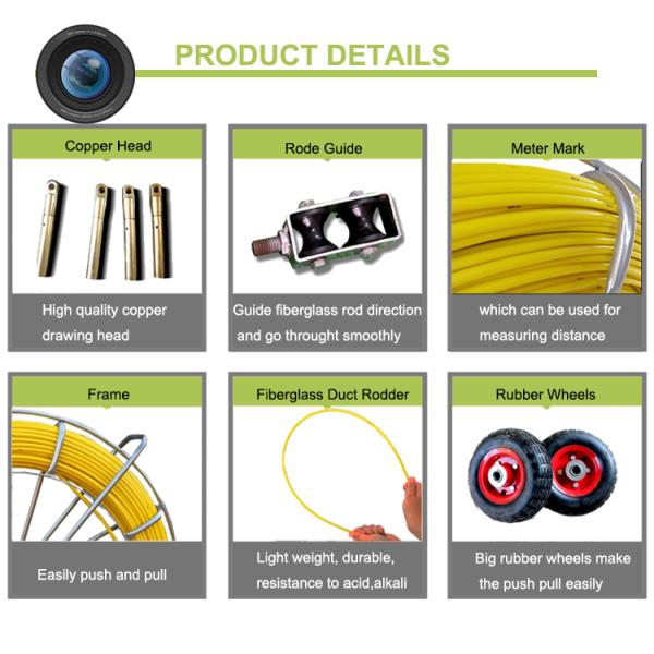 12mm Fiberglass Push Rod Cable Pulling Tools Tracing Duct Rod