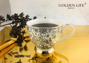 Ceramic Coffee Mug With Flower Decal New Bone China Custom Coffee Mugs For Home