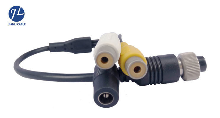 4-Pin Aviation Cable To Rca And Dc Adapters For Car Camera System